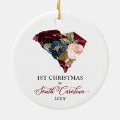 Personalisiertes erstes Weihnachten in South Carol Keramik Ornament (Hinten)