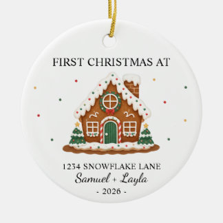 Personalisiertes erstes Weihnachten Lebkuchenhäusc Keramik Ornament