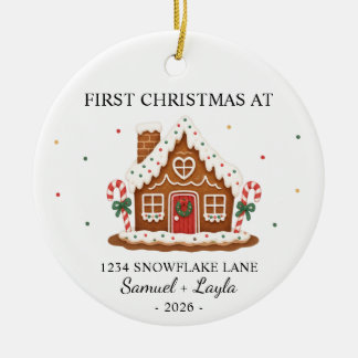 Personalisiertes erstes Weihnachten Lebkuchenhäusc Keramik Ornament