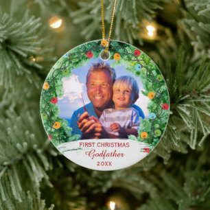 Personalisiertes erstes Weihnachten Patenonkel Keramik Ornament