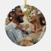 Personalisiertes Erstes Weihnachten Verheiratet fe Keramik Ornament (Vorne)