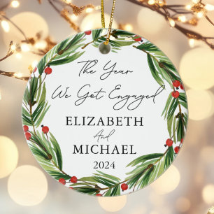 Personalisiertes Erstes Weihnachten Verlobt festli Keramik Ornament