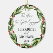 Personalisiertes Erstes Weihnachten Verlobt festli Keramik Ornament (Links)