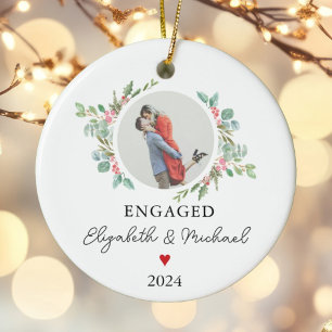 Personalisiertes erstes Weihnachten Verlobtes fest Keramik Ornament