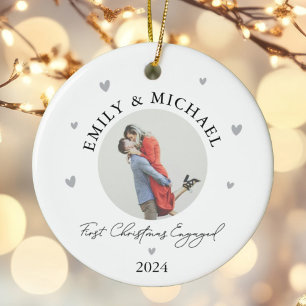 Personalisiertes erstes Weihnachten Verlobtes fest Keramik Ornament