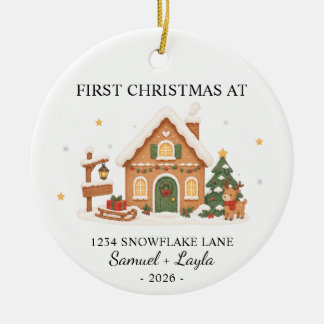 Personalisiertes erstes Weihnachts-Lebkuchenhäusch Keramik Ornament