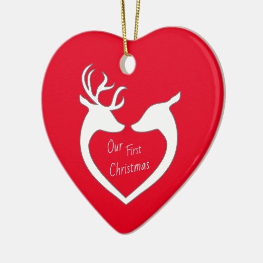 Personalisiertes erstes Weihnachtsfest Keramik Ornament (Links)