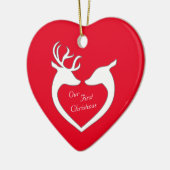 Personalisiertes erstes Weihnachtsfest Keramik Ornament (Links)