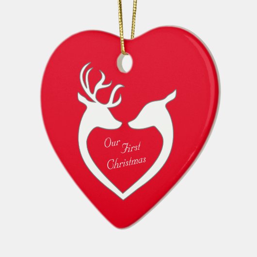 Personalisiertes erstes Weihnachtsfest Keramik Ornament (Links)