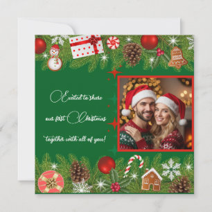 Personalisiertes Erstes Weihnachtsfoto Feiertagskarte