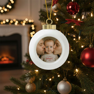 Personalisiertes erstes Weihnachtsfoto Keramik Kugel-Ornament