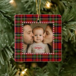 Personalisiertes erstes Weihnachtsfoto Keramikornament