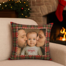 Personalisiertes erstes Weihnachtsfoto Tartan