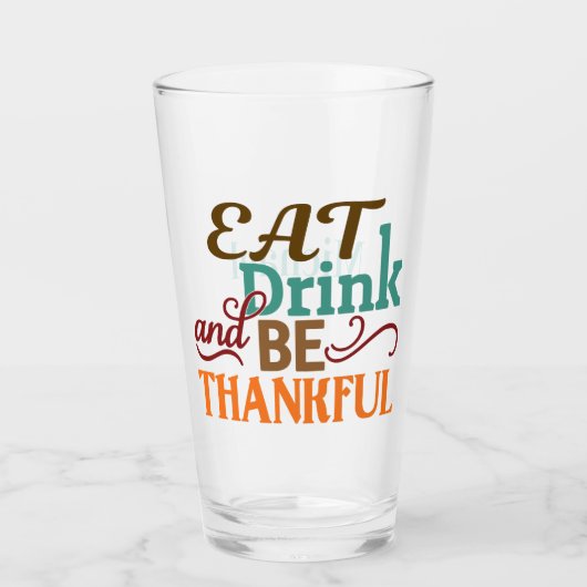 Personalisiertes Essen Drink & Sei dankbar Glas (Vorderseite)