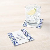 Personalisiertes Essen und Trinken, Herz des blaue Rechteckiger Pappuntersetzer (Vor Ort)