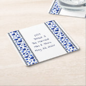 Personalisiertes Essen und Trinken, Herz des blaue Rechteckiger Pappuntersetzer (angewinkelt)