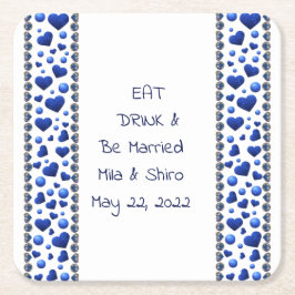 Personalisiertes Essen und Trinken, Herz des blaue Rechteckiger Pappuntersetzer