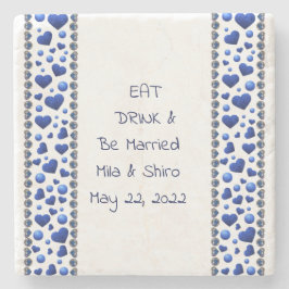 Personalisiertes Essen und Trinken, Herz des blaue Steinuntersetzer