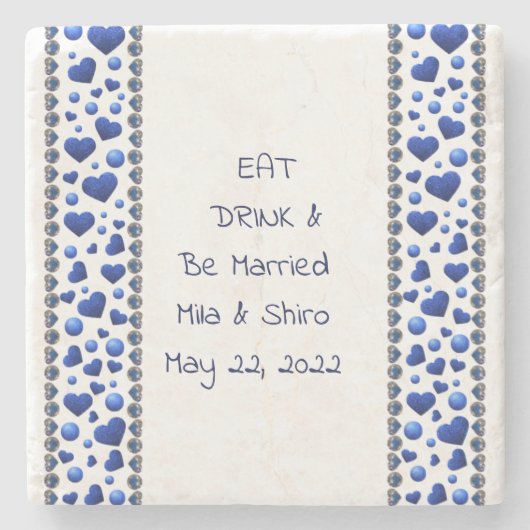 Personalisiertes Essen und Trinken, Herz des blaue Steinuntersetzer (Vorderseite)