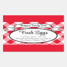 Personalisiertes Etikett für Eierkarton aus Gingha