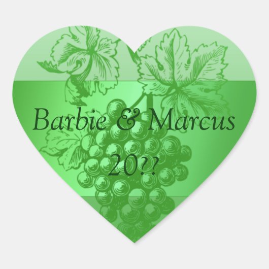 Personalisiertes Etikett für Hochzeitsweine Herz-Aufkleber (Vorderseite)