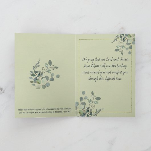 Personalisiertes Eukalyptus-Beileid Karte (Innenseite)