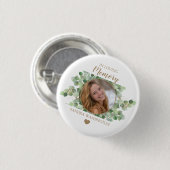 Personalisiertes Eukalyptus-Fotogedenken Button (Vorne & Hinten)