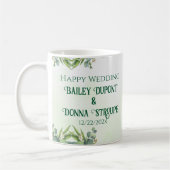 Personalisiertes Eukalyptus-Hochzeitstipendium Kaffeetasse (Links)