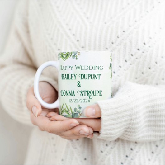 Personalisiertes Eukalyptus-Hochzeitstipendium Kaffeetasse