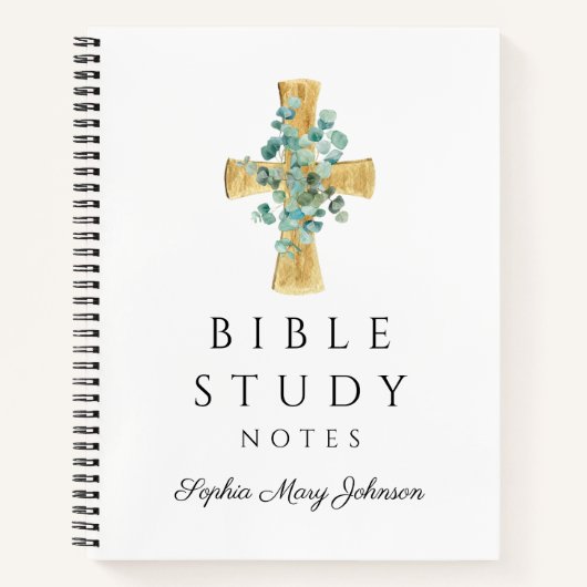 Personalisiertes Eukalyptus Religious Cross Notebo Notizblock (Vorderseite)