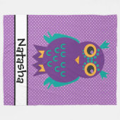 Personalisiertes Eule mit Polka Dots Fleecedecke (Vorderseite (Horizontal))