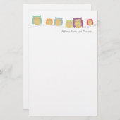 Personalisiertes Eulen-Anmerkungs-Papier Briefpapier (Vorne/Hinten)