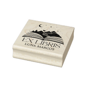 Personalisiertes Ex Libris mit einem Buch und Ster Gummistempel