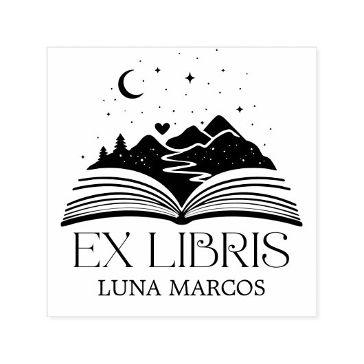 Personalisiertes Ex Libris mit einem Buch und Ster Permastempel (Design)