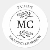 Personalisiertes Ex Libris Monogramm-Bookplate Runder Aufkleber (Vorderseite)
