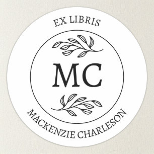 Personalisiertes Ex Libris Monogramm-Bookplate Runder Aufkleber