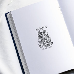 Personalisiertes Ex Libris Skulls Buchzeichen Gummistempel