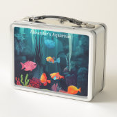 Personalisiertes Exotic Fish Tank Aquarium Metal M Metall Brotdose (Rückseite)