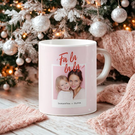 Personalisiertes Fa La La La Rosa Weihnachtsfoto Kaffeetasse