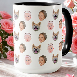 Personalisiertes Face 3-Foto-Geschenk für Familien Tasse