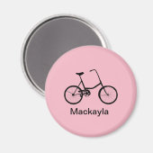 Personalisiertes Fahrrad auf Rosa mit Name Magnet (Vorderseite/Rückseite)