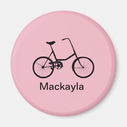 Personalisiertes Fahrrad auf Rosa mit Name Magnet (Vorne)