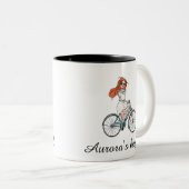 Personalisiertes Fahrrad für ihr Individuelle Name Zweifarbige Tasse (VorderseiteRechts)