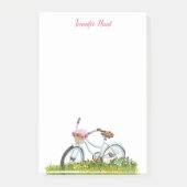 Personalisiertes Fahrrad mit Blume Notepad Post-it Klebezettel (Vorderseite)