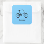 Personalisiertes Fahrrad mit Name Bright Blue Quadratischer Aufkleber (Tasche)