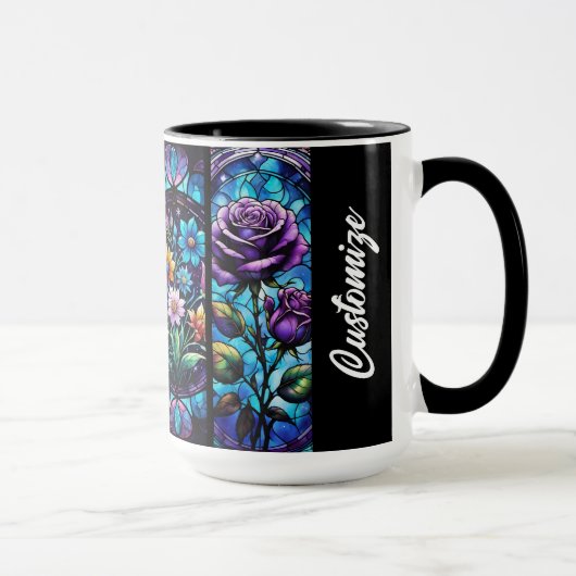 Personalisiertes falsches Bleiglas-Blumenmuster Tasse (Rechts)