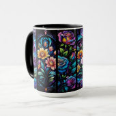Personalisiertes falsches Bleiglas-Blumenmuster Tasse (Vorderseite Links)