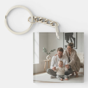 Personalisiertes Familien-Doppelseitiges Zwei-Foto Schlüsselanhänger