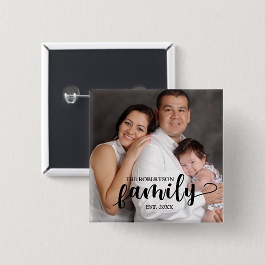 Personalisiertes Familien-Foto und Text-Knopf Button (Vorne & Hinten)