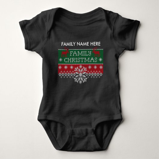Personalisiertes Familien-Weihnachtshässliche Baby Strampler (Vorderseite)